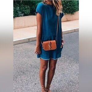 ARITZIA Wilfred Free Denim Dress Nori Frayed fringe hem. Jean dress oversized XS